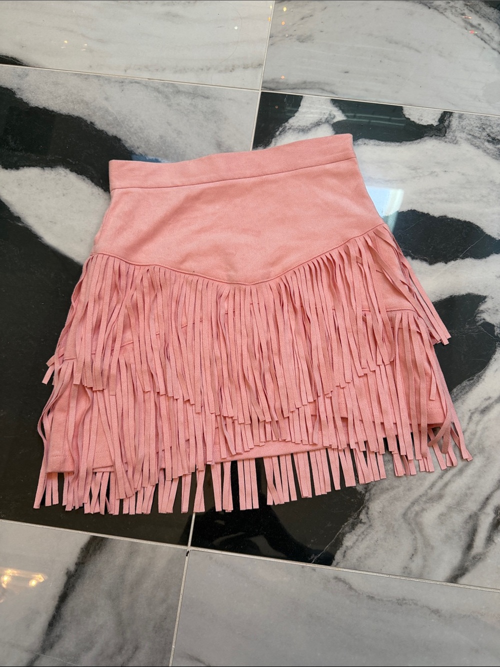 Altar'd State Blush Pink Fringe Mini Skirt